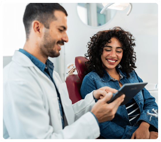 Patient smiling during dental consultation